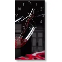DEQORI Glasuhr 30x60 cm Zahlen 'Rotwein ins Glas gegossen' Wanduhr Glas Uhr Design leise
