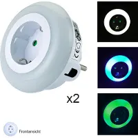 Dapo Leuchten LED Nachtlicht-Steckdosen-Adapter Orientierungslicht LED-Licht mit Dämmerungssensor und Steckdose : 2er Set