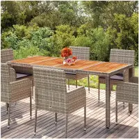 Markenlos Gartentisch mit Holzplatte Grau 190x90x75 cm