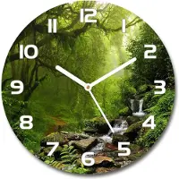 Tulup Wanduhr aus Glas 30fi Glasbild Glasuhr Gehärtetes Glas - weisse-zeiger - Jungle in Nepal