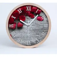 Tulup Holzuhr 30fi cm wanduhr - weiße Spitzen - rote Rosen