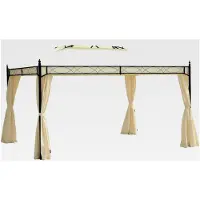 Markenlos Pavillon Gartenpavillon Partyzelt Festzelt Gartenzelt Pagode 3x4 m Creme