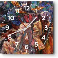 ARTTOR Wanduhr - Quadrat - Glasuhr - Jazz Musik Band - 40x40cm - Schleichendes Uhrwerk - Lautlos - zum Aufhängen bereit - Dekoration Modern - Wanddekoration aus Glas - C4AC40x40-3481