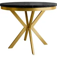 Mirjan 24 Tisch Edder 90, Esszimmer Tisch, Beine aus Stahl (Farbe: Gold / Black Pietra Grigia)