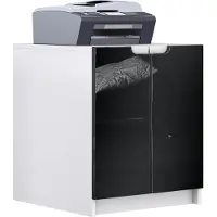 Vladon Druckerkommode Logan, Germany, Aktenschrank mit 2 Fächern und 2 Türen, Korpus in Weiß matt, Fronten in Schwarz Hochglanz (51 x 60,5 x 54 cm)