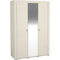 Mirjan 24 Kleiderschrank Mossa 2D MO01, Schlafzimmer Garderobe mit drei Drehtüren, Stilvoll Kollektion, Frontspiegel (Farbe: Cashmere)