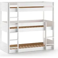 58 aufm Kessel Etagenbett Karyl 206x105x200 3-fach Hochbett Massivholz Weiß