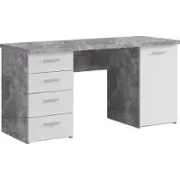 Freiraum möbelando Schreibtisch Bürotisch Computertisch Arbeitstisch Laptoptisch Büromöbel Balu I Beton/Weiß