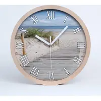 Tulup Holzuhr 30fi cm wanduhr - weiße Spitzen - Strand