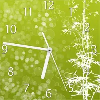 Wallario Design Wanduhr Bambusmuster grün-weiß aus Echtglas, Größe 20 x 20 cm