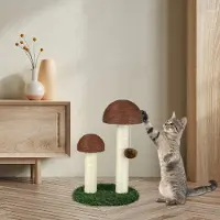 DazHom Katzenkratzbaum,Pilzkratzbaum,Sisal-Kratzstangen und Spielball,Anti Kratz Pilz & Simulation Rasen für Haustiere für Kätzchen und kleine Katzen