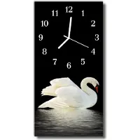 Tulup Glasuhr Wanduhr Küchenuhr Echt-Glas 30x60 Schwan Mehrfarbig