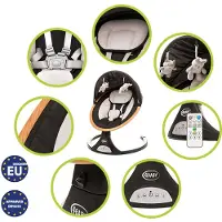 4Baby | Elektrische Babyschaukel - Babyschaukel bis 9 kg - Babywippen - 5 Geschwindigkeiten - Musik - Timer - Ergonomisch - Rock’n Relax 2024- Schwarz
