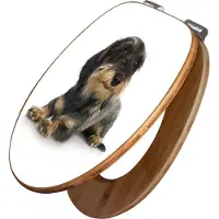 Banjado Design WC Sitz Bambus Absenkautomatik - Dackel - Toilettendeckel mit Absenkautomatik Holz/hochwertiger Bambus Klodeckel/WC-Sitz für alle gängigen Toiletten [TDB2 10150]