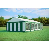 Pártystany-Jičín s.r.o. Partyzelt 5x10m - PVC PREMIUM Feuerfest - Grün und Weiß