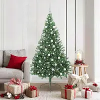 vidaXL "Schlussverkauf" Künstlicher vorbeleuchteter Weihnachtsbaum(1 pc) - Kunstbaum/Tannenbaum - Grün 180 cm PVC C7802