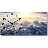 Tulup Wanduhr aus Glas – 60x30 cm - Glasbild - Glasuhr - Gehärtetes Glas - schwarze-zeiger - Wolken aus einer aus der Vogelperspektive