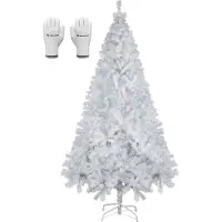 Salcar 180 cm Künstlich Weihnachtsbaum mit Klappsystem und Metallständer, Ø ca. 105 cm mit 735 Spitzen, Weiß
