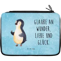 Mr. & Mrs. Panda Federtasche Pinguin Marienkäfer - Eisblau - Geschenk, Liebe, Bleistiftetui, Schlampermäppchen, Etui für Stifte, Kleine Wunder, Aufmerksam, Federmäppchen