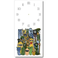 Tulup Wanduhr aus Glas – 30x60 cm - Glasbild - Glasuhr - Gehärtetes Glas -Verrückte Monster