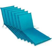 Sunnypillow 6 Stück Liegenauflagen 190 x 60 Auflage Polster für Gartenmöbel extra dick 9cm waschbar wasserdicht Polsterauflagen für Gartenliege Sonnenliege Liegestuhl Kissen Blau