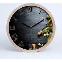 Tulup Holzuhr 20fi cm wanduhr - schwarze Spitzen - Weißwein und Obst