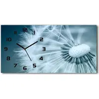 Tulup Wanduhr aus Glas – 60x30 cm - Glasbild - Glasuhr - Gehärtetes Glas - schwarze-zeiger - Löwenzahn