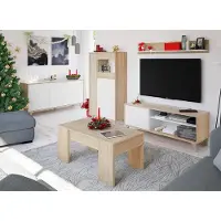 Freiraum Wohnzimmer-Set >KIKUA PLUS< (4-Teilig) in Canadian Eiche/Artik Weiß - 135x50x40 (BxHxT)