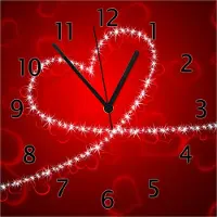 Wallario Design Wanduhr Leuchtendes Herz aus Sternen vor rotem Hintergrund aus Echtglas, Größe 30 x 30 cm