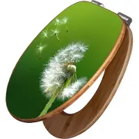 Banjado Design WC Sitz Bambus Absenkautomatik -Pusteblume - Toilettendeckel mit Absenkautomatik Holz/hochwertiger Bambus Klodeckel/WC-Sitz für alle gängigen Toiletten [TDB2 10074]