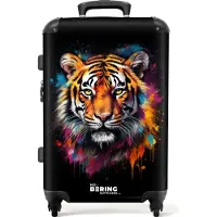 NoBoringSuitcases.com Großer Koffer - Tiger als Straßenkunstwerk - Kombinationsschloss TSA - Hartschalen Trolley 4 Rollen - 72 liter - Reisekoffer - 66 cmKoffer Mittelgroß 67x43x25 cm, 72L,