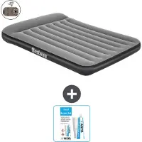 Bestway Luftmatratze - Französisches Bett - 137 x 191 x 30 cm - Grau - Inklusive Zubehör