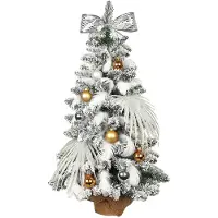 LAALU Geschmückter künstlicher Weihnachtsbaum POLAR GOLD 60 cm mit LED-BELEUCHTUNG IM TOPF
