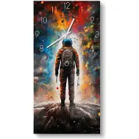 DEQORI Glasuhr 30x60 cm Zahlen 'Weltraumodyssee' Wanduhr Glas Uhr Design leise Küchenuhr
