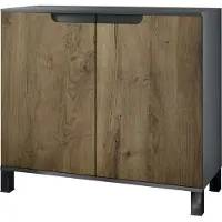 Vladon Kommode Sylt V3, Moderner Küchenschrank mit 2 großen Türen Anthrazit matt / Eiche Ribbeck (92,5 x 84.5 x 35)