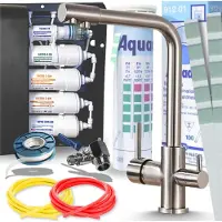 ARI Venom 1 3-Wege Küchenarmatur INOX Gebürstet mit 5-Stufen Wasserfiltersystem Untertisch Trinkwasserfilter