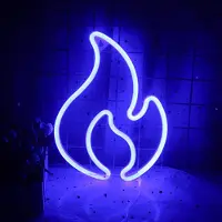 Lapalife Blau Flamme Leuchtreklame LED Neonlicht USB Nachtlicht Batteriebetrieben für Wand Zimmer Spielzimmer Bar Party Dekoration