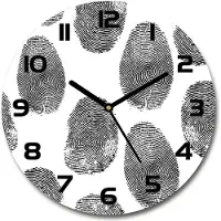 Tulup Wanduhr aus Glas 30fi Glasbild Glasuhr Gehärtetes Glas - schwarze-zeiger - Fingerprints