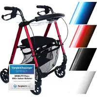 Bescomedical Leichter Indoor Rollator IR10+ Blau - Wohnungsrollator schmal & faltbar - inkl. Rückengurt, Netztasche & Tablett - MOBILITY PLUS+