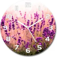 Tulup Wanduhr aus Glas 30fi Glasbild Glasuhr Gehärtetes Glas - weisse-zeiger - Lavender