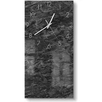 DEQORI Glasuhr 30x60 cm Zahlen 'Dunkle Steinstruktur' Wanduhr Glas Uhr Design leise