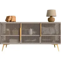 Mirjan 24 Kommode Modera 3D aus metall mit drei Drehtüren (Farbe: Cashmere + Gold)