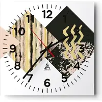 ARTTOR Wanduhr - Quadrat - Glasuhr - Abstraktion Diamant Gürtel - 40x40cm - Schleichendes Uhrwerk - Lautlos - zum Aufhängen bereit - Dekoration Modern - Wanddekoration aus Glas - C4AC40x40-4303
