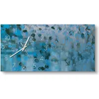 DEQORI Glasuhr 60x30 cm Zahlen 'Blauer Traum' Wanduhr Glas Uhr Design leise Küchenuhr