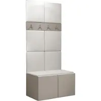 Mirjan 24 Garderoben-Set Orion IV, Garderobe mit Sitzbank mit 8 x Wandpanel 42x42 (Farbe: Cashmere, Soft 017)