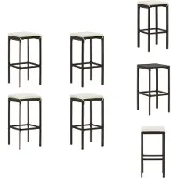 vidaXL Barhocker mit Kissen 4 Stk. Braun Poly Rattan - Barhocker