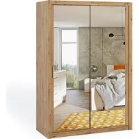 Ravio Schiebetürenschrank Zenit 150 cm, Kleiderschrank, Stilvoll Schlafzimmerschrank (Farbe: Artisan Eiche, mit Spiegel)