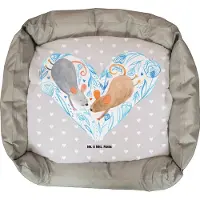 Mr. & Mrs. Panda Hundekorb Mäuse Herz - Grau Pastell - Geschenk, Ostern, Liebesbeweis, für Immer, Muttertag, Freundin, Weihnachten, Hund, Umzug, Vatertag, Maus