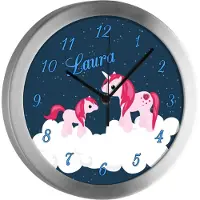 CreaDesign Kinderzimmer Funkwanduhr, Funkuhr Wanduhr Kinder, Einhorn 25 cm