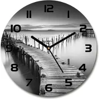 Tulup Wanduhr aus Glas 30fi Glasbild Glasuhr Gehärtetes Glas - schwarze-zeiger - Wooden pier